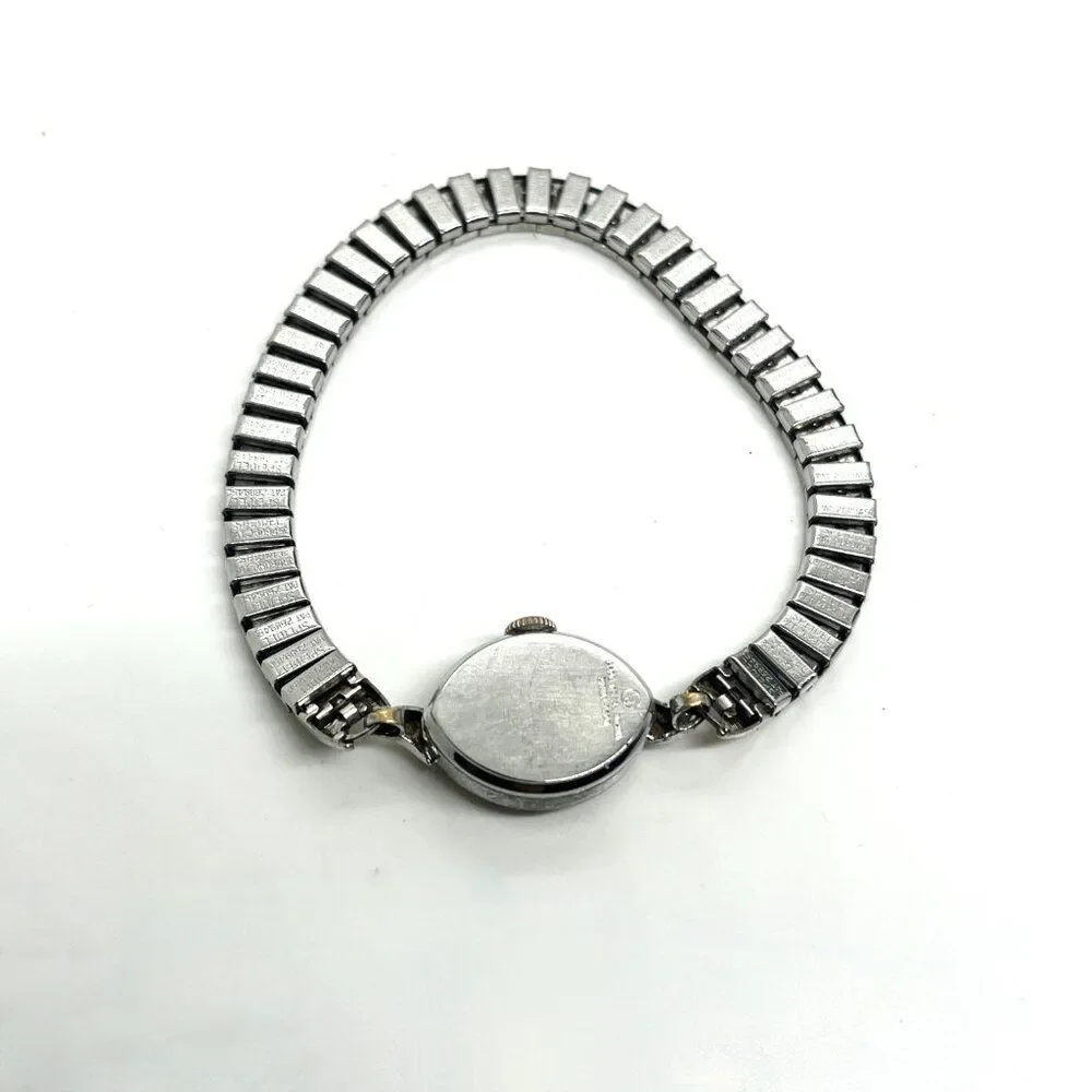 VINTAGE WALTHAM WATCH 17 Jewels Ladies Oval Stretch Bracelet Parts Repair
